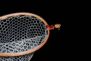 Custom Fly Fishing Net - Carob w/Bloodwood heart inlay. The hoop is Curly Maple & Purpleheart