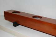 A candle holder made from pallet material, of an unknown tropical hardwood & Ebony