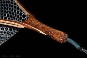 Banksia Pod handle, Black Walnut & Curly Maple hoop with Kingman Turquoise and copper inlays
