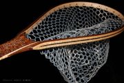 Banksia Pod handle, Black Walnut & Curly Maple hoop with Kingman Turquoise and copper inlays