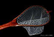 Custom fly fishing net of Amboyna Burl, Mahogany & Wenge
