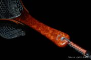 Custom fly fishing net of Amboyna Burl, Mahogany & Wenge