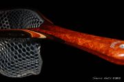 Custom fly fishing net of Amboyna Burl, Mahogany & Wenge