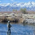 Steve Ebersold wetting a line on the Owens River with his Sierra Net properly stowed.