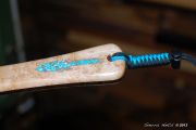 Custom time Maple, Wenge, Ebony fly fishing net with Kingman turquoise and copper inlays
