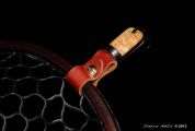 Custom time Maple, Wenge, Ebony fly fishing net with Kingman turquoise and copper inlays
