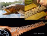 An inlaid Brown trout net inspired by the clients fish shown