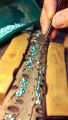 Trancendence-A Custom Banksia Pod Net with inlaid Kingman Turquoise by Sierra Nets