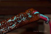 Trancendence-A Custom Banksia Pod Net with inlaid Kingman Turquoise by Sierra Nets