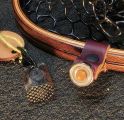 Matching buckeye burl, Latigo leather and carbon fiber magnetic net release