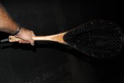 Custom Sierra Float Tube Net- Cat's Paw Burl maple & Wenge w/Black Rubber Bag 