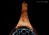 Cat's Paw Burl Maple with copper inlaid into the open burl eyes. The hoop is Wenge and all accents a