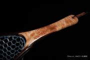 Cat's Paw Burl Maple with copper inlaid into the open burl eyes. The hoop is Wenge and all accents a