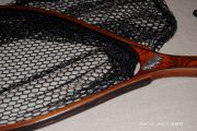 A beautiful rich cocobolo handle with a wenge edged mahogany hoop and an oak burl magnetic catch